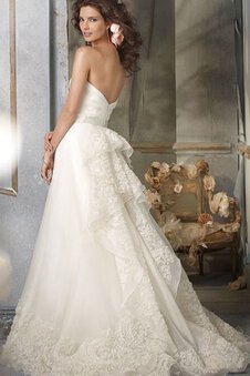 Abito da Sposa con Fiore con Festone in Organza con Fusciacca A-Line