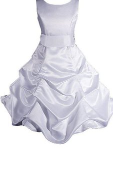 Abito da Cerimonia Bambini in Taffeta Senza Maniche con Fiocco A-Line con Increspature