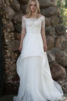 Abito da Sposa con Applique in Pizzo con Fiore Elegante in Chiffon