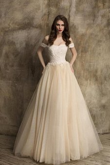 Abito da Sposa A-Line Senza Maniche Lusso Sensuale in Tulle