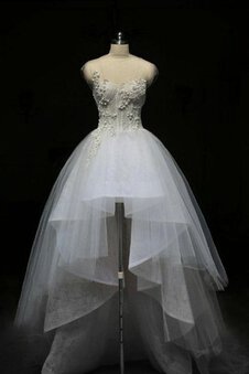 Abito da Sposa Semplice in Pizzo Buco Della Serratura Schiena A-Line Senza Maniche