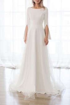 Abito da sposa lungo spazzola treno originale in raso naturale meravigliosa