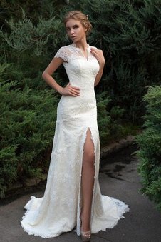 Abito da Sposa tradizionale Stravagante con Spacco Davanti in Pizzo in Pizzo