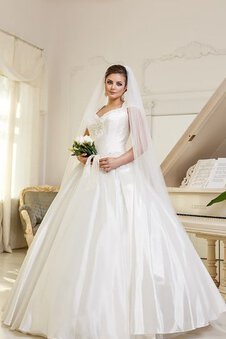 Abito da Sposa Taglia Comode A Terra con Manica Corte con Applique V-Scollo