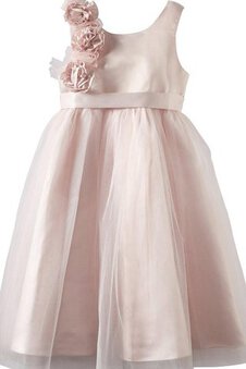 Abito da Cerimonia Bambini Tondo Mini con Fiore Alta Vita in Tulle