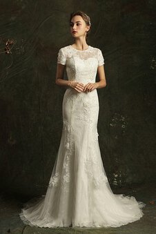 Abito da sposa pudica in tulle squisito particolare in pizzo semplice