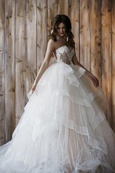 Abito da Sposa in Tulle Semplice Ampio in Pizzo Cerniera