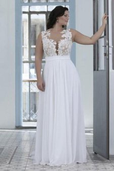 Abito da Sposa con Piega Piu Grande in Chiffon Largo in Pizzo