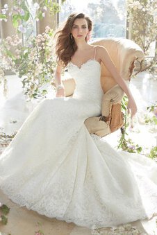 Abito da Sposa Senza Maniche Naturale Conotta con Ricamo All Aperto