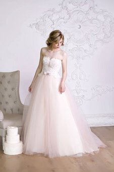 Abito da Sposa Allacciato in Organza con Fiocco A Terra A-Line