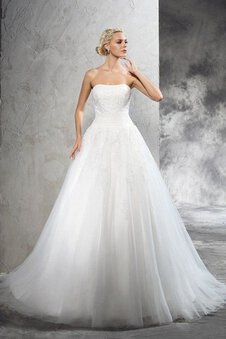 Abito da Sposa Senza Maniche con Applique in Raso Lunghi Senza Strap