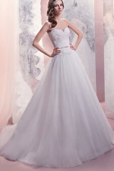 Abito da Sposa con Perline A Terra Senza Maniche Allacciato con Applique