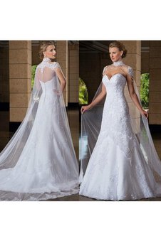 Abito da Sposa a Chiesa V-Scollo con Ricamo A-Line Moda