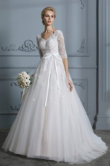 Abito da sposa medievale semplice radiosa cerniera dolce v-scollo