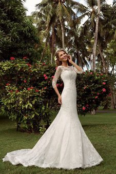 Abito da Sposa Sirena con Applique in Pizzo Bordo Ondulato Sogno