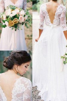 Abito da sposa più recente all aperto in chiffon schiena nuda con applique originale