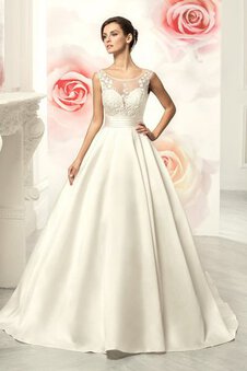 Abito da Sposa Coda A Strascico Corto A-Line con Applique Tondo Naturale