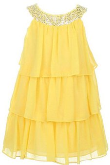 Abito da Cerimonia Bambini A-Line con Increspature in Chiffon Senza Maniche con Piega