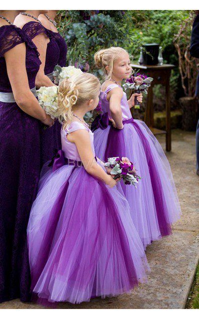 Abito da Cerimonia Bambini Cappellino Farfalla Ornamento A Terra Principessa con Fiore